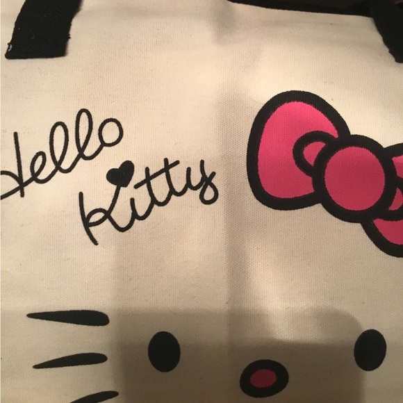 🆕 🩷🖤🩷 Canvas Tote / Hello Kitty Print / Two Black Straps / Zipper / HotPink - Picture 5 of 14
